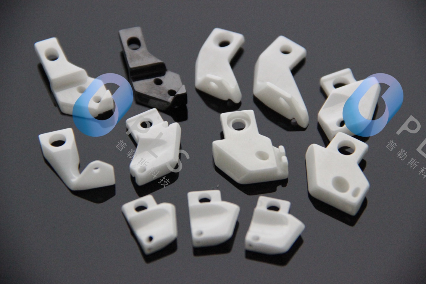 Specialty ceramic components on a graphite surface